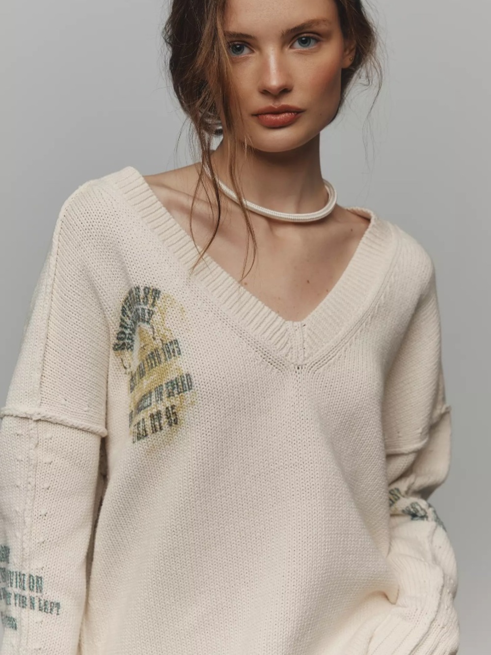 Anthropologie Pilcro Long Sleeve Oversized Sweater SOUTHCOAST SPEEDWAY NWT - Picture 3 of 3